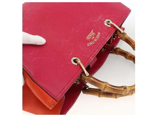 Borsa a mano in pelle Gucci Bamboo rosa oro 323660 Auth gh1935 D'oro - vista 6