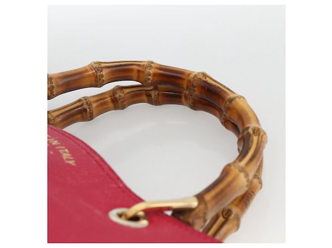 Borsa a mano in pelle Gucci Bamboo rosa oro 323660 Auth gh1935 D'oro - vista 8