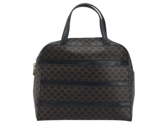 Céline Borsa a mano in tela Macadam CELINE in pelle PVC nera e oro Auth gh2022 Nero D'oro - vista 13