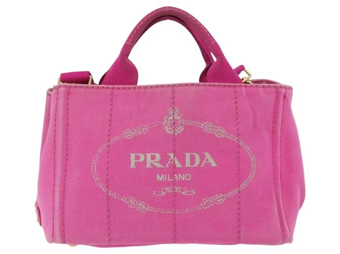 PRADA Canapa PM Borsa a mano in tela 2way Rosa Oro Auth ARZ534 D'oro - vista 13