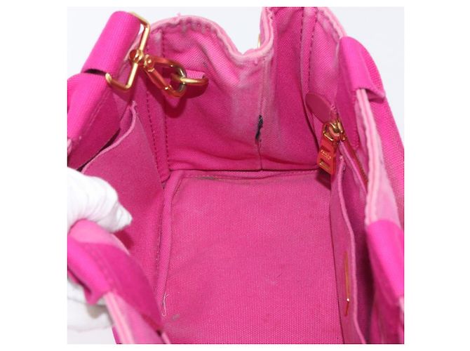 PRADA Canapa PM Borsa a mano in tela 2way Rosa Oro Auth ARZ534 D'oro - vista 21