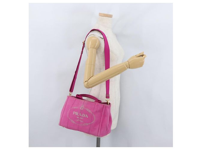 PRADA Canapa PM Borsa a mano in tela 2way Rosa Oro Auth ARZ534 D'oro - vista 24