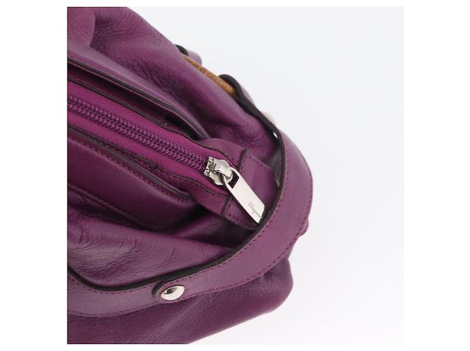 Borsa a mano in pelle Gancini Salvatore Ferragamo viola argento Auth LNZ629 Porpora - vista 10