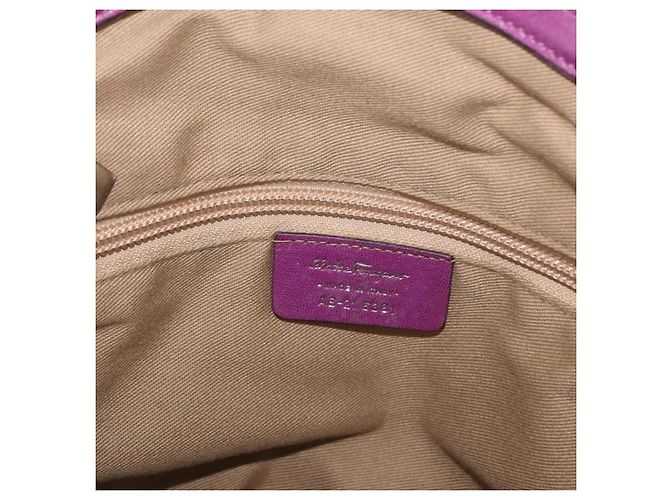 Borsa a mano in pelle Gancini Salvatore Ferragamo viola argento Auth LNZ629 Porpora - vista 12