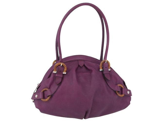 Borsa a mano in pelle Gancini Salvatore Ferragamo viola argento Auth LNZ629 Porpora - vista 13