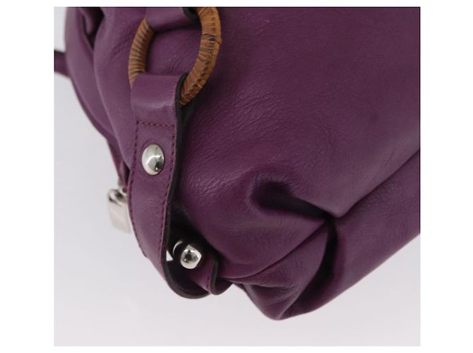 Borsa a mano in pelle Gancini Salvatore Ferragamo viola argento Auth LNZ629 Porpora - vista 15