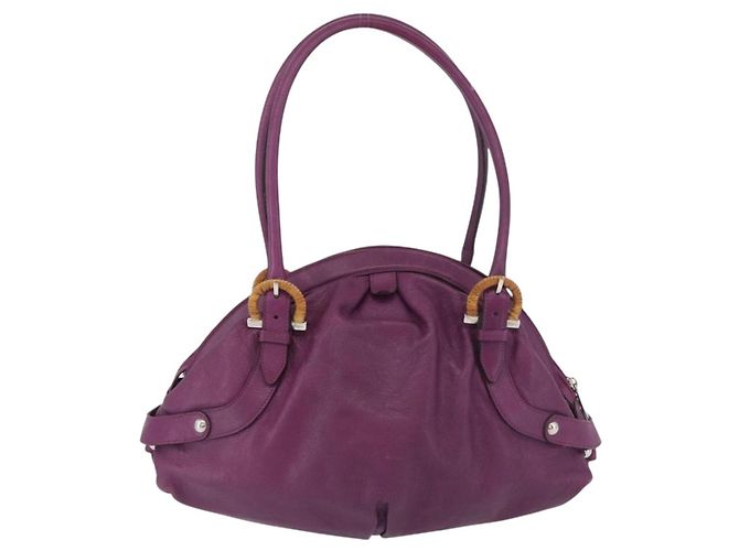 Borsa a mano in pelle Gancini Salvatore Ferragamo viola argento Auth LNZ629 Porpora - vista 2