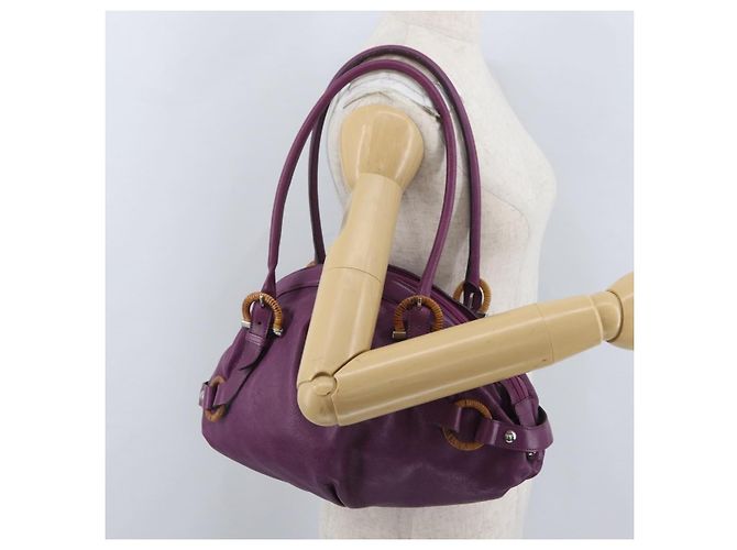Borsa a mano in pelle Gancini Salvatore Ferragamo viola argento Auth LNZ629 Porpora - vista 22