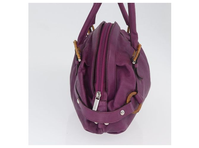 Borsa a mano in pelle Gancini Salvatore Ferragamo viola argento Auth LNZ629 Porpora - vista 4