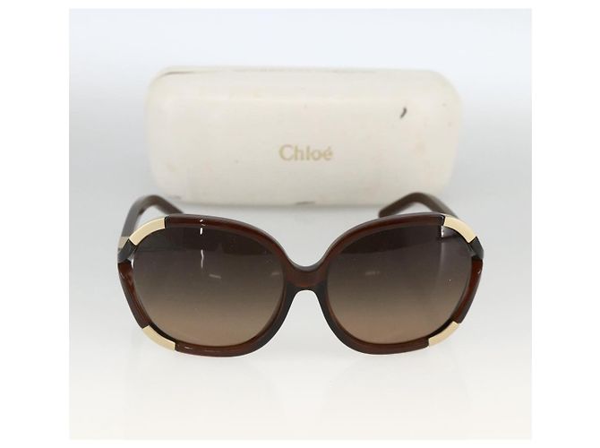 Chloé Gafas de sol Chloe de plástico marrón Auth bs34194 Castaño - vista 13