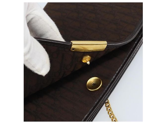 Borsa a spalla in tela Trotter Christian Dior marrone oro Auth LNZ741 D'oro - vista 15