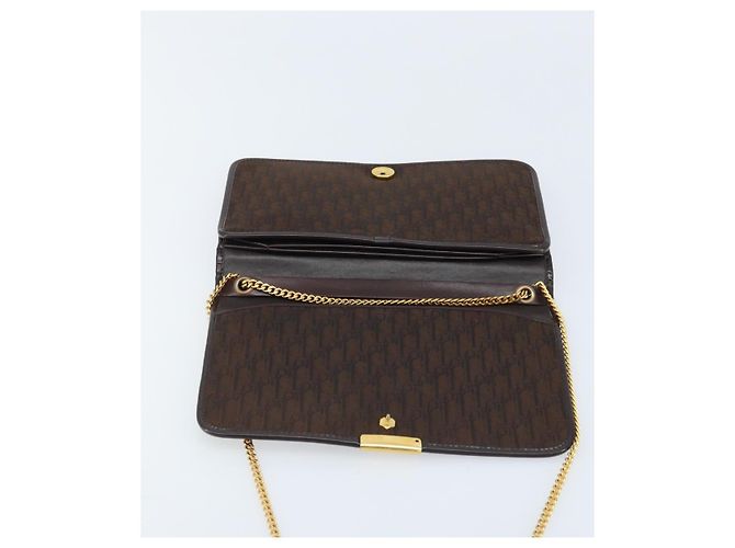 Borsa a spalla in tela Trotter Christian Dior marrone oro Auth LNZ741 D'oro - vista 17