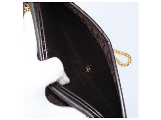 Borsa a spalla in tela Trotter Christian Dior marrone oro Auth LNZ741 D'oro - vista 23