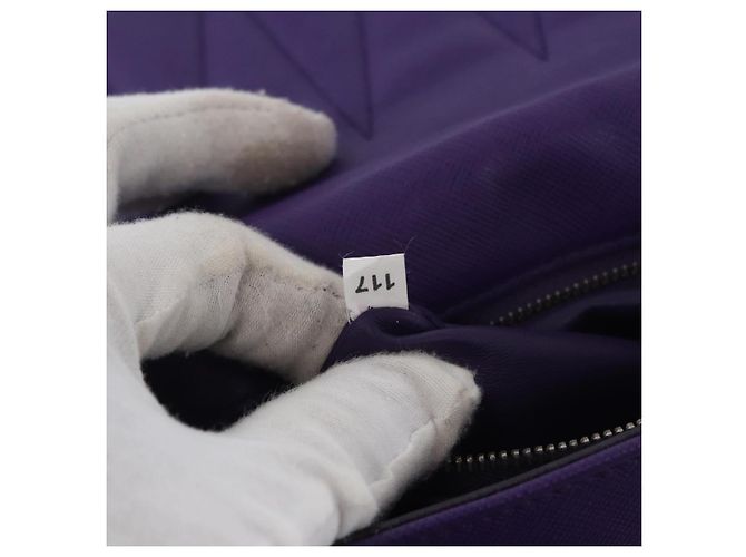 Saffiano Borsa a Spalla PRADA in Pelle Safiano Viola Argento Auth ka3343A Porpora - vista 11
