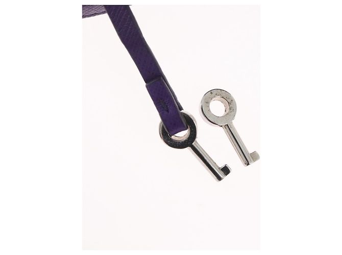 Saffiano Borsa a Spalla PRADA in Pelle Safiano Viola Argento Auth ka3343A Porpora - vista 12