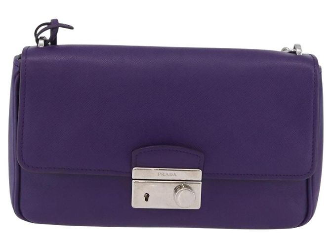 Saffiano Borsa a Spalla PRADA in Pelle Safiano Viola Argento Auth ka3343A Porpora - vista 13