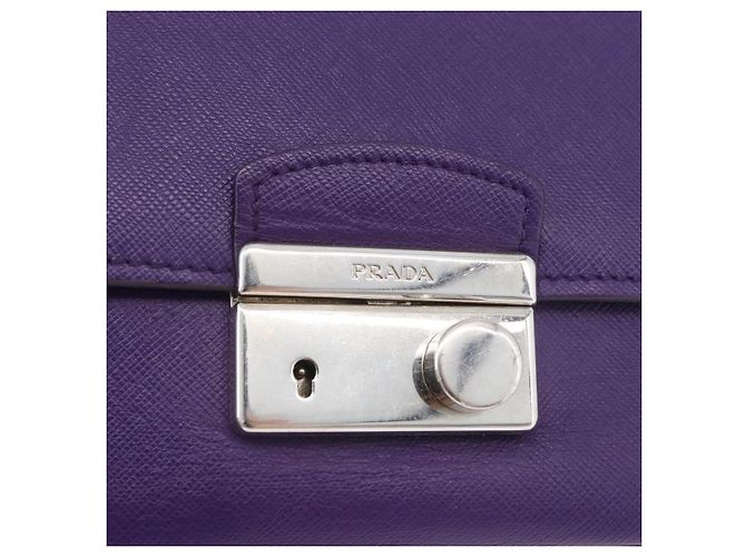 Saffiano Borsa a Spalla PRADA in Pelle Safiano Viola Argento Auth ka3343A Porpora - vista 17