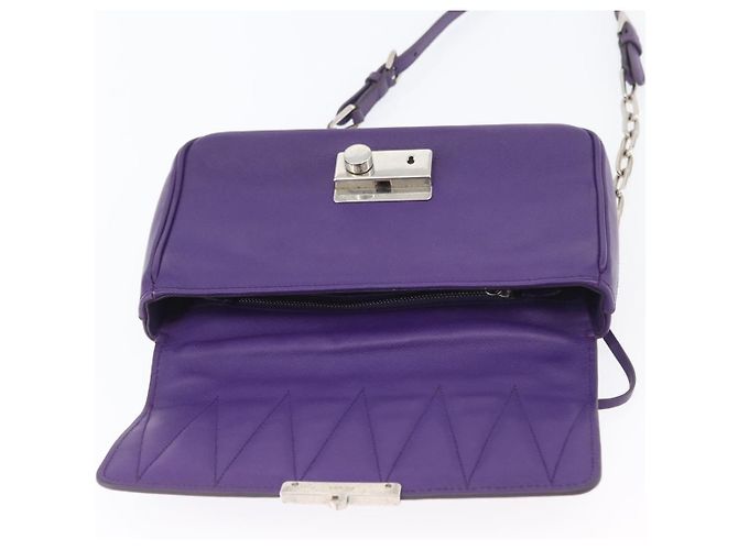 Saffiano Borsa a Spalla PRADA in Pelle Safiano Viola Argento Auth ka3343A Porpora - vista 18