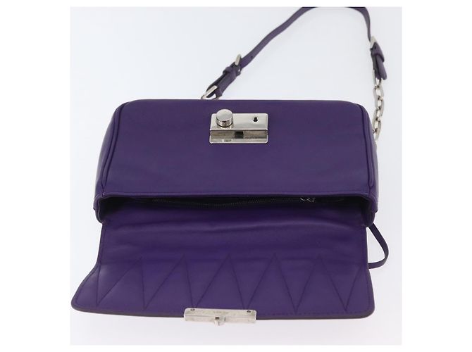 Saffiano Borsa a Spalla PRADA in Pelle Safiano Viola Argento Auth ka3343A Porpora - vista 19