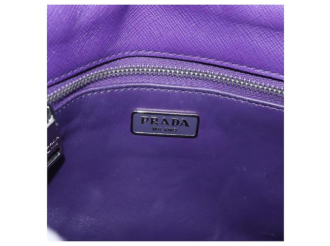 Saffiano Borsa a Spalla PRADA in Pelle Safiano Viola Argento Auth ka3343A Porpora - vista 20
