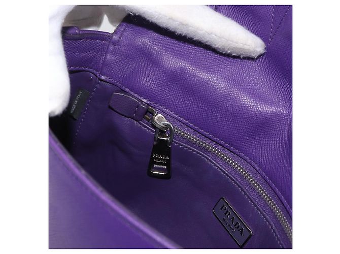 Saffiano Borsa a Spalla PRADA in Pelle Safiano Viola Argento Auth ka3343A Porpora - vista 23