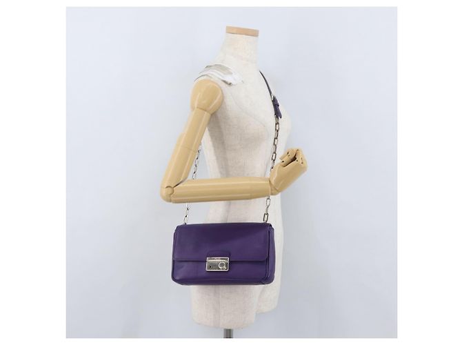 Saffiano Borsa a Spalla PRADA in Pelle Safiano Viola Argento Auth ka3343A Porpora - vista 25