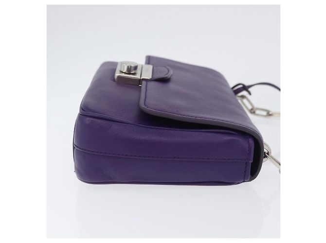 Saffiano Borsa a Spalla PRADA in Pelle Safiano Viola Argento Auth ka3343A Porpora - vista 3