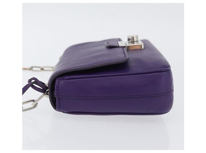 Saffiano Borsa a Spalla PRADA in Pelle Safiano Viola Argento Auth ka3343A Porpora - vista 4