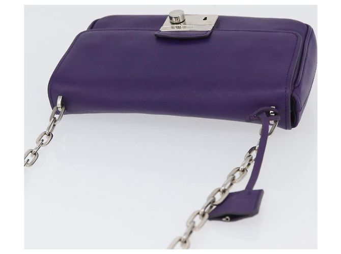 Saffiano Borsa a Spalla PRADA in Pelle Safiano Viola Argento Auth ka3343A Porpora - vista 6
