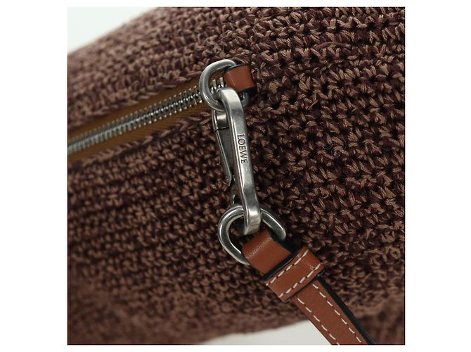 LOEWE Borsa Otter Borsa a Spalla Pelle Marrone Argento Auth 167121SM - vista 10