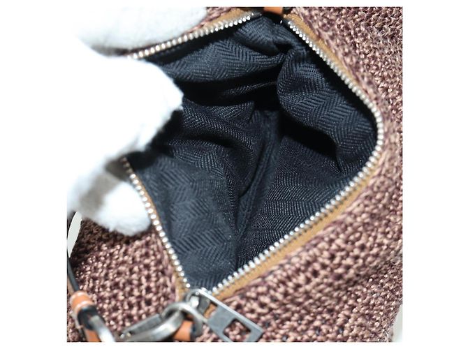 LOEWE Borsa Otter Borsa a Spalla Pelle Marrone Argento Auth 167121SM - vista 11
