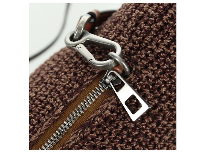 LOEWE Borsa Otter Borsa a Spalla Pelle Marrone Argento Auth 167121SM - vista 20