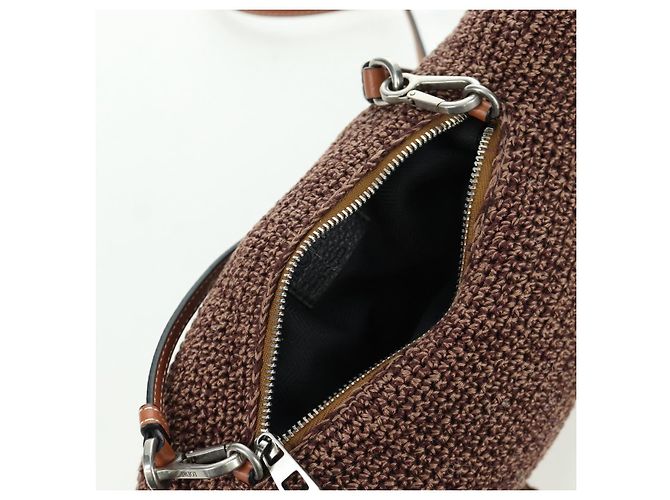 LOEWE Borsa Otter Borsa a Spalla Pelle Marrone Argento Auth 167121SM - vista 21
