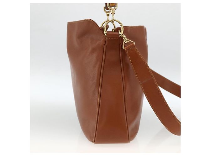 Borsa a mano in pelle GUCCI Bamboo 2way Marrone Oro 001 2113 1638 Auth BSZ494 D'oro - vista 4