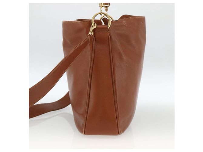 Borsa a mano in pelle GUCCI Bamboo 2way Marrone Oro 001 2113 1638 Auth BSZ494 D'oro - vista 5