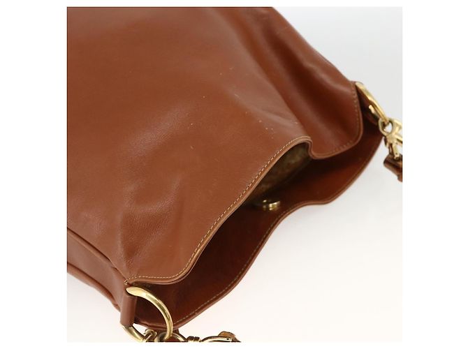 Borsa a mano in pelle GUCCI Bamboo 2way Marrone Oro 001 2113 1638 Auth BSZ494 D'oro - vista 6