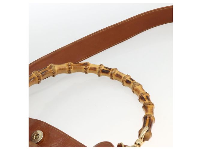 Borsa a mano in pelle GUCCI Bamboo 2way Marrone Oro 001 2113 1638 Auth BSZ494 D'oro - vista 8