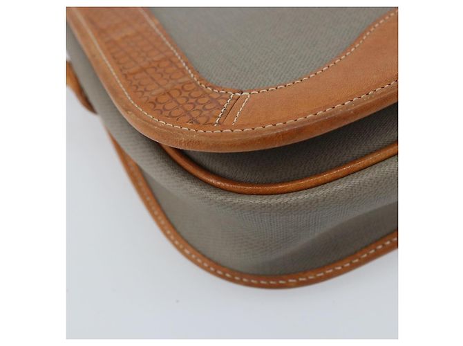 Borsa a Spalla Christian Dior in PVC Pelle Grigia Oro Auth BA11708 Marrone D'oro - vista 11