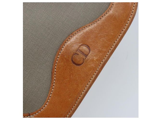 Borsa a Spalla Christian Dior in PVC Pelle Grigia Oro Auth BA11708 Marrone D'oro - vista 14