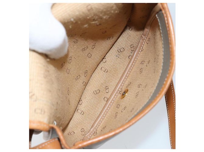 Borsa a Spalla Christian Dior in PVC Pelle Grigia Oro Auth BA11708 Marrone D'oro - vista 17