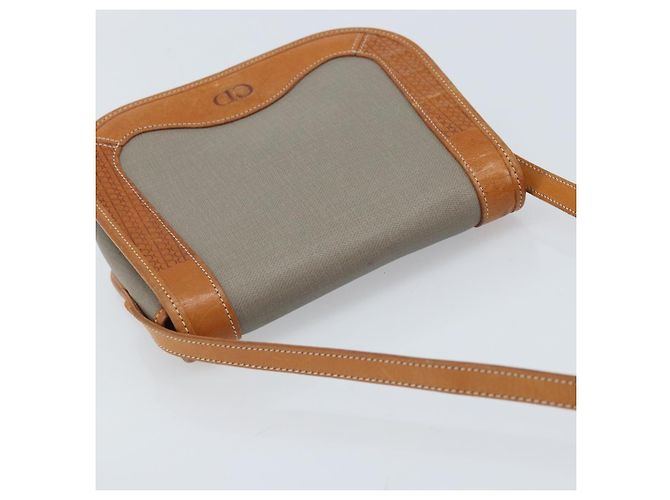 Borsa a Spalla Christian Dior in PVC Pelle Grigia Oro Auth BA11708 Marrone D'oro - vista 6