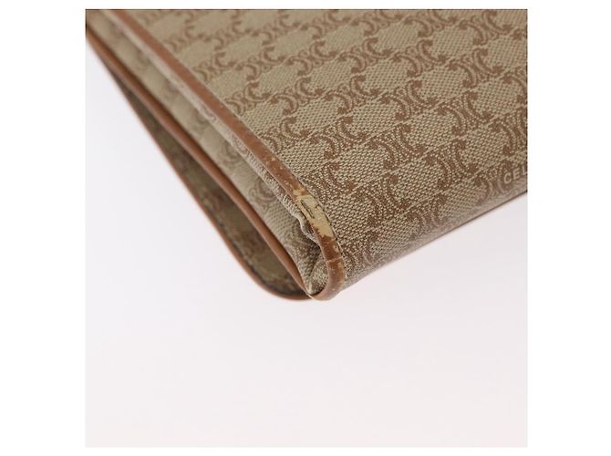 Céline Borsa a Spalla in Tela Macadam CELINE PVC Beige Oro Auth LNZ768 D'oro - vista 15