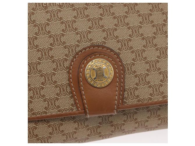 Céline Borsa a Spalla in Tela Macadam CELINE PVC Beige Oro Auth LNZ768 D'oro - vista 17