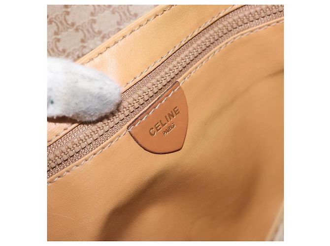 Céline Borsa a Spalla in Tela Macadam CELINE PVC Beige Oro Auth LNZ768 D'oro - vista 19