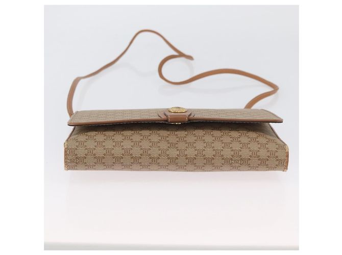 Céline Borsa a Spalla in Tela Macadam CELINE PVC Beige Oro Auth LNZ768 D'oro - vista 5