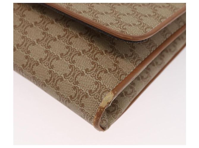 Céline Borsa a Spalla in Tela Macadam CELINE PVC Beige Oro Auth LNZ768 D'oro - vista 9