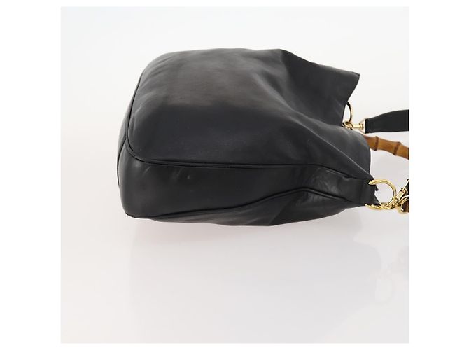 Borsa a spalla in pelle Gucci Bamboo 2way nera e oro Auth kk638 Nero D'oro - vista 4