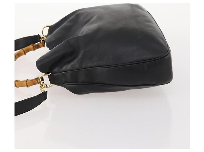 Borsa a spalla in pelle Gucci Bamboo 2way nera e oro Auth kk638 Nero D'oro - vista 5