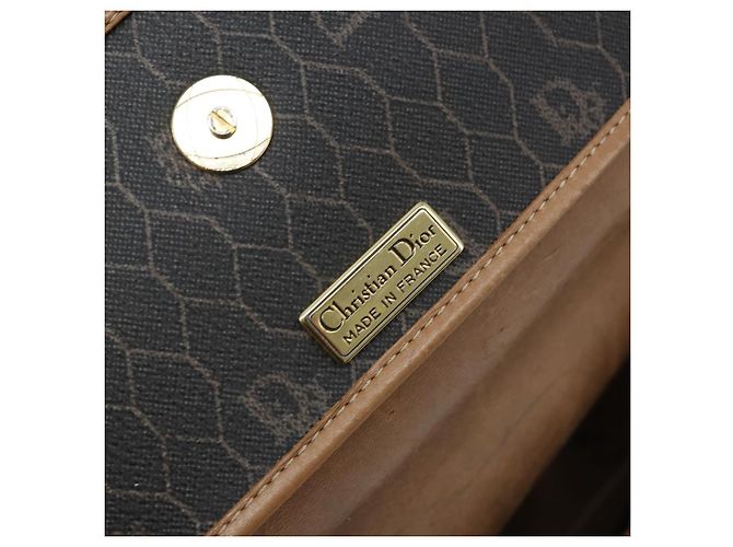 Borsa a spalla in tela a nido d'ape Christian Dior PVC nera e oro Auth ARZ506 Nero D'oro - vista 16