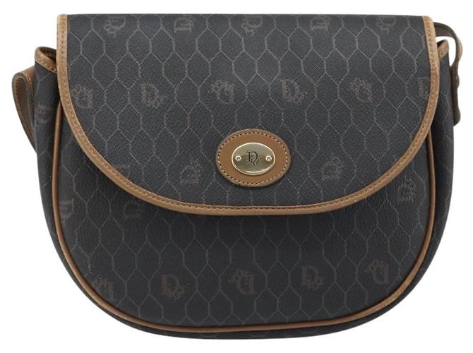 Borsa a spalla in tela a nido d'ape Christian Dior PVC nera e oro Auth ARZ506 Nero D'oro - vista 2